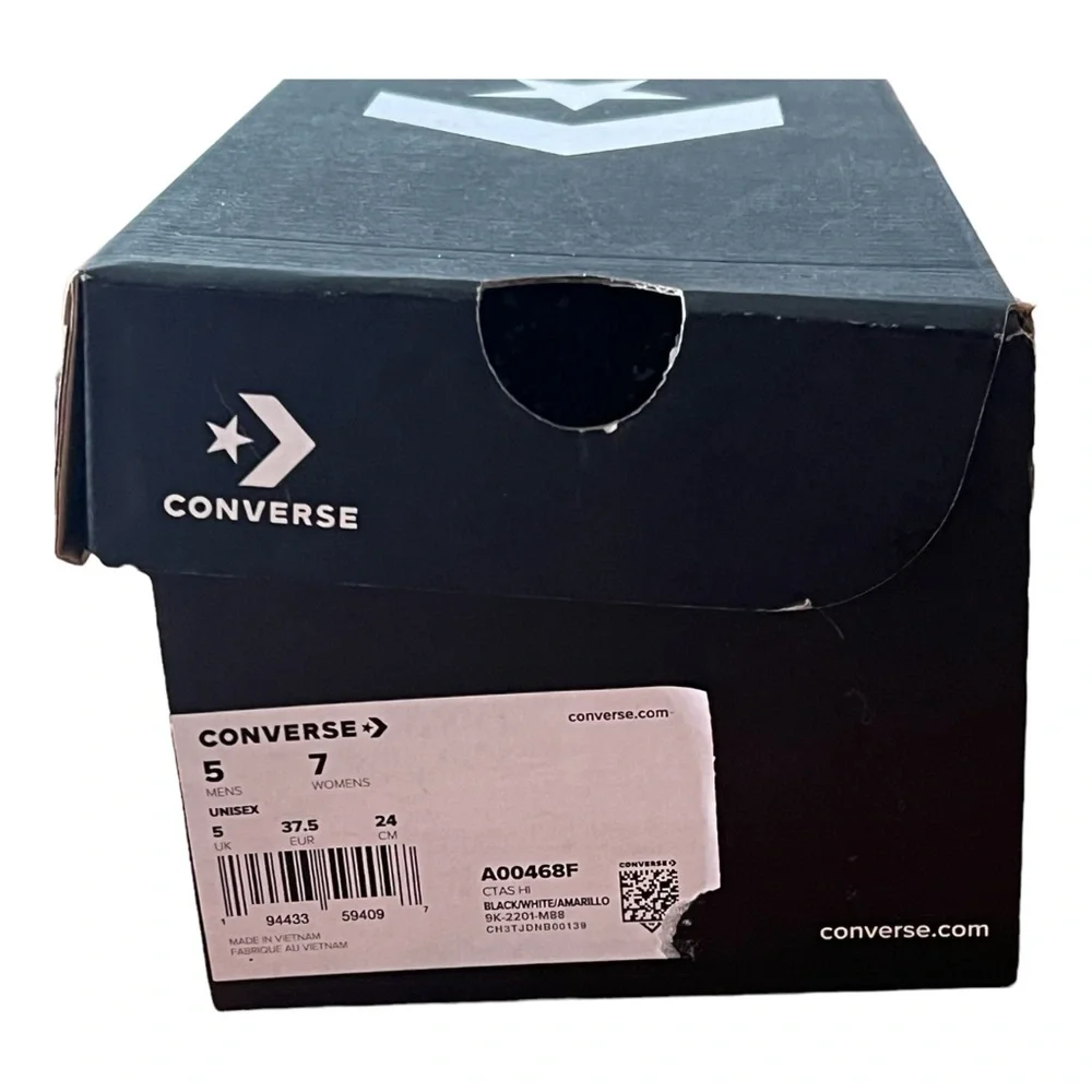 CONVERSE Chuck Taylor ALL-STAR HI‎ Paint Splatter Black/Yellow/White Mens size 5 - Picture 6 of 8